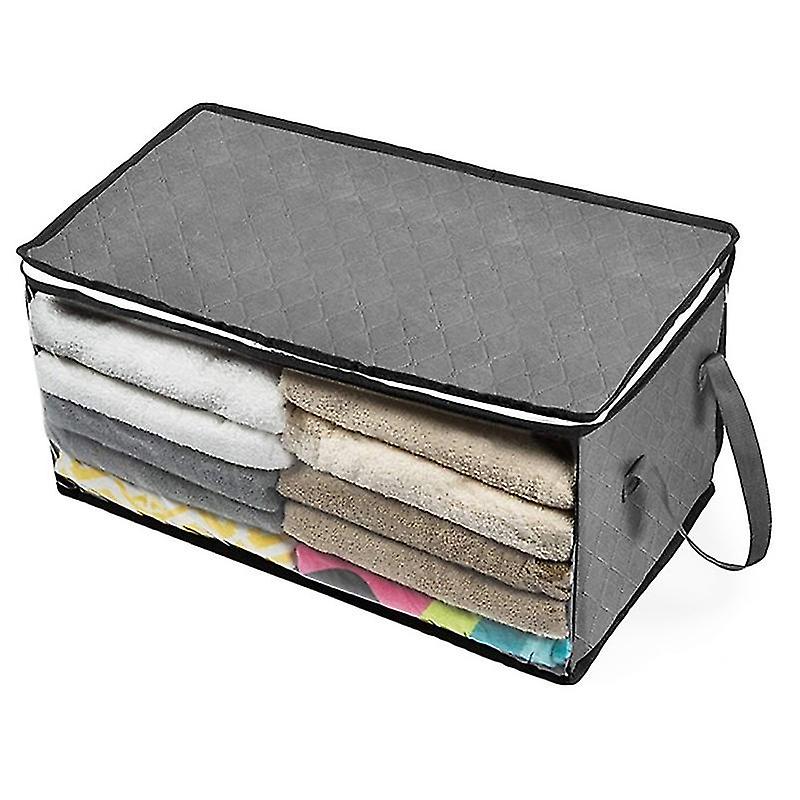 2pcs Quilt Organizer Box Foldable Portable Closet Stackable Bins Non Woven Clothes Storage Blankets