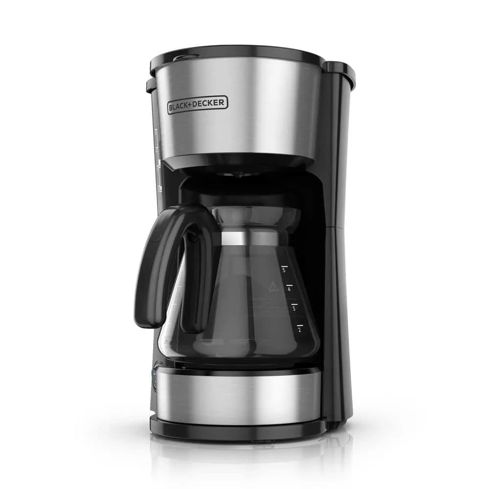 BLACK+DECKER 4-in-1 5-Cup Black Stainless Steel Drip Coffee Maker CM0755S