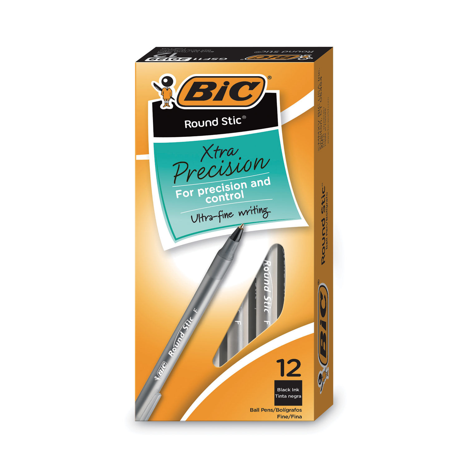 Round Stic Xtra Precision Ballpoint Pen by BICandreg; BICGSF11BK