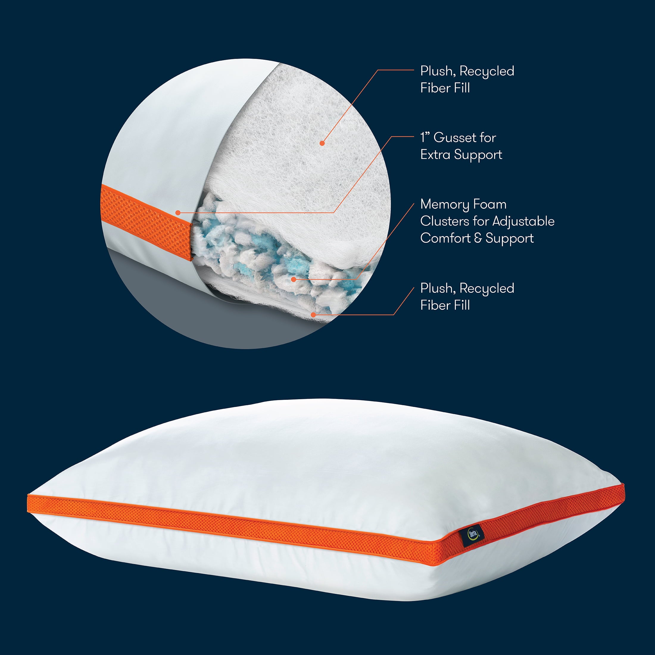 Sertapedic Medium Support Memory Foam Cluster Pillow, Standard Size