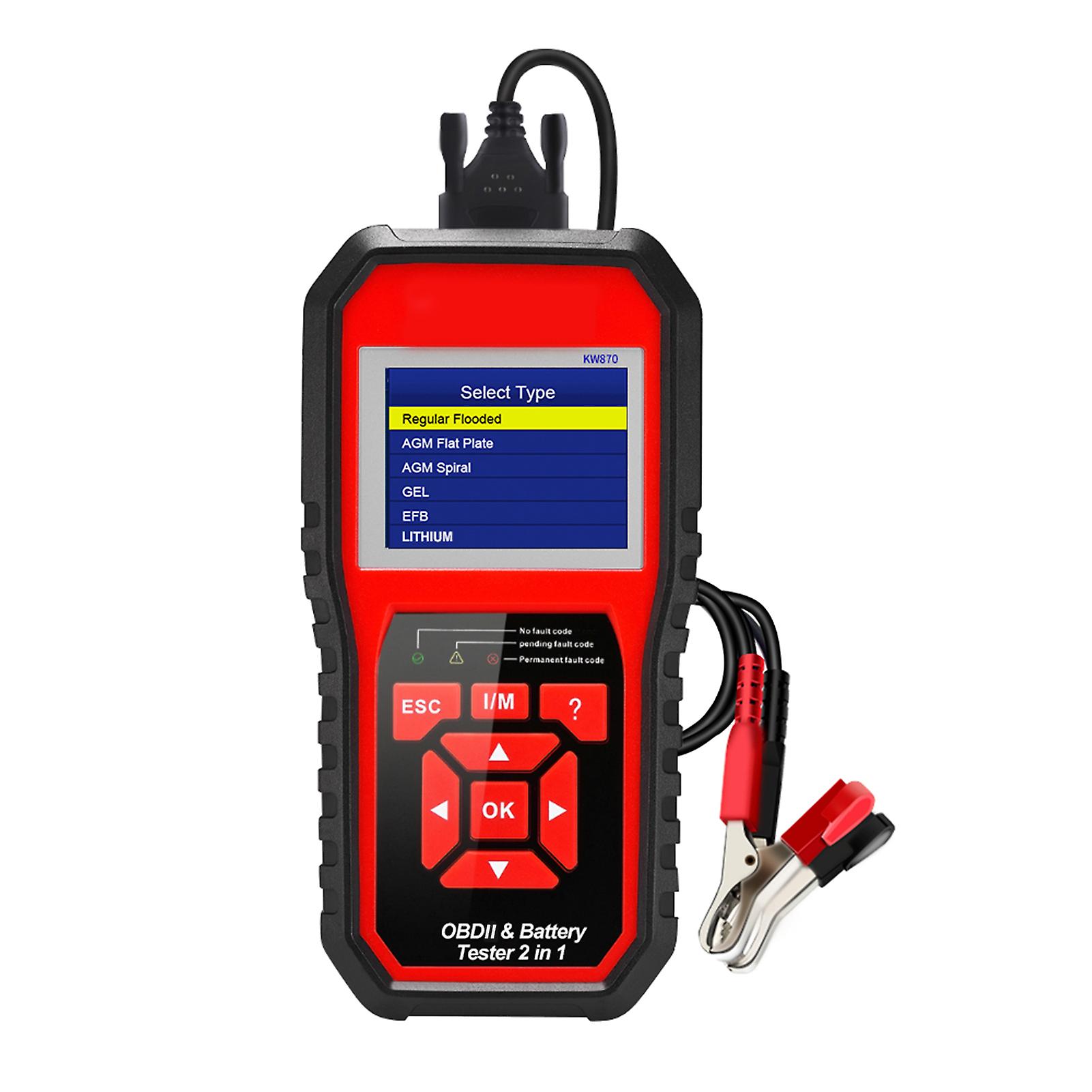 Konnwei Obdii Auto Diagnostic Code Scanner (kw870) Universal Car Battery Tester 2 In 1 Auto Diagnostic Scan Tools