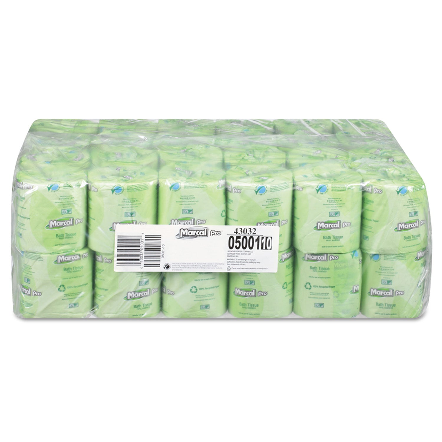 100% Recycled 2-Ply Bath Tissue， Septic Safe， 2-Ply， White， 500 Sheets