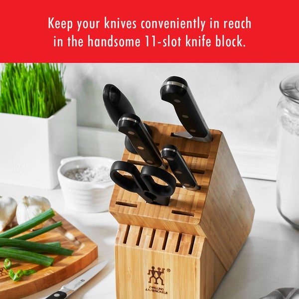 ZWILLING Professional S Knife Set with Block， Chef’s Knife， Serrated Utility Knife， 7 Piece， Black - 7-pc