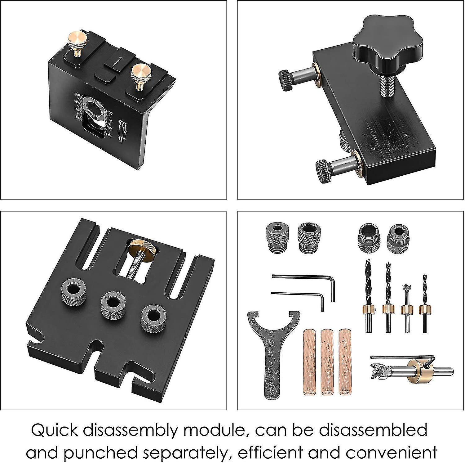 Guide Kit， 6/8/10/15mm Hole Punch Locator 3 In 1 Drilling Hole Positioners Pocket Hole Jig Kit Tool