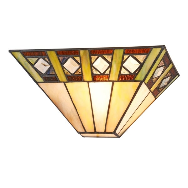  Style Mission Design 1-light Black/Stained Glass Wall Sconce