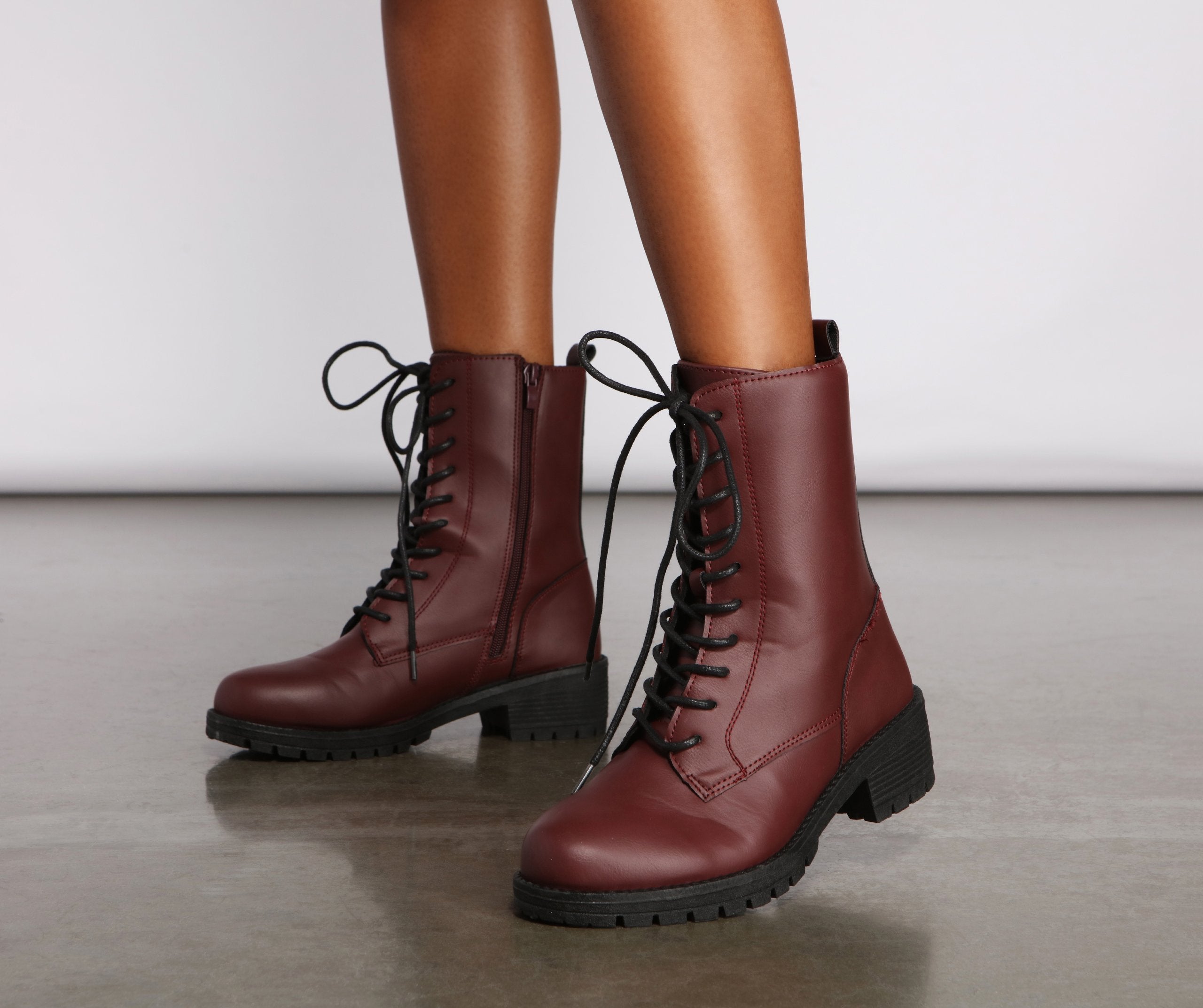 CLEARANCE - Elevated Basic Faux Leather Combat Booties