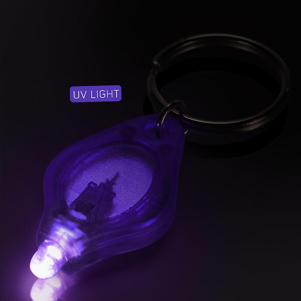 10pcs Mini Portable Uv Led Light Flashlight Keychain Ultra Bright Key Ring Light Torch Currency Passports Detector Purple 10 Pcs