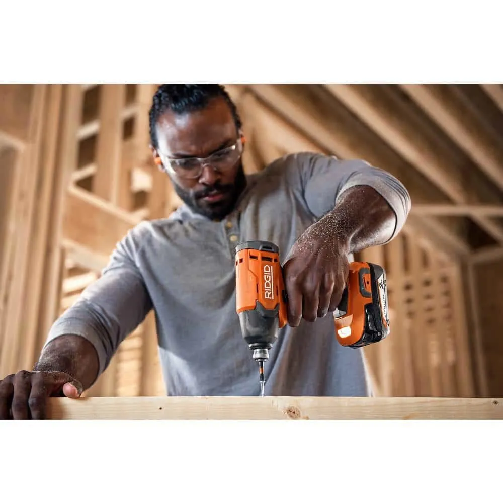 RIDGID 18V Cordless 8-Tool Combo Kit with (2) 2.0 Ah Batteries, (1) 4.0 Ah Battery, Charger, and Bag R96258