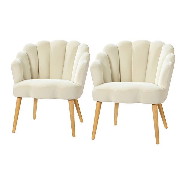 Eleanora Modern Cute Scalloped Back Tufted Velvet Armchairs Set of 2 by HULALA HOME