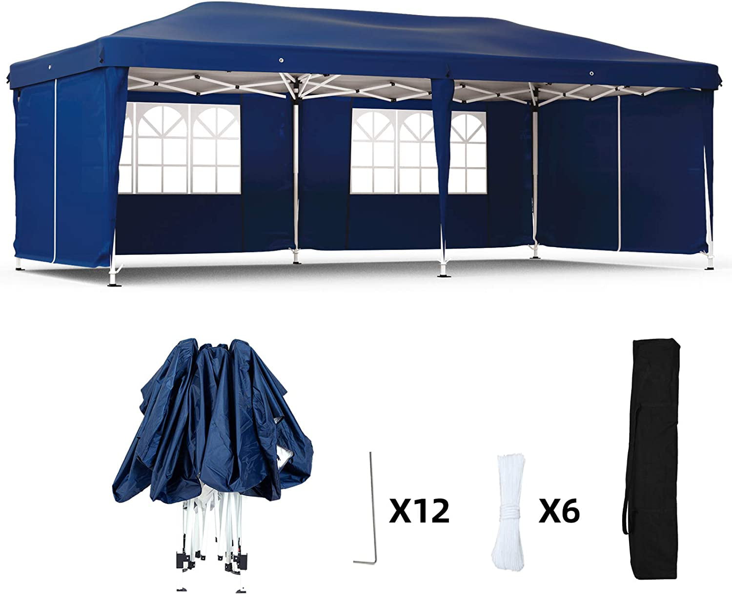 Mecor Outdoor Pop Up Canopy Tent Waterproof Gazebo with Removable Sidewalls Height Adjustable Tent for Party,Wedding(10’x20’,6 sidewalls)