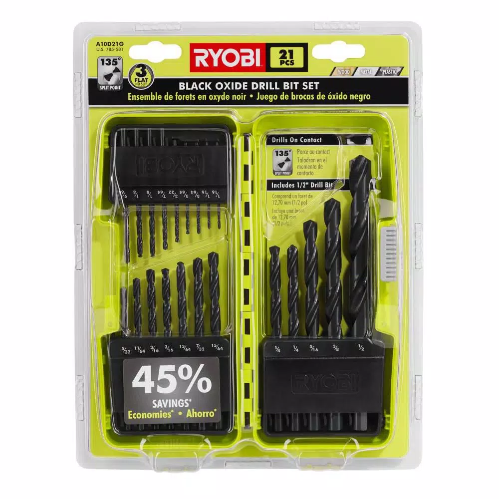RYOBI Black Oxide Drill Bit Set (21-Piece) with BONUS 25FT Tape Measure and#8211; XDC Depot