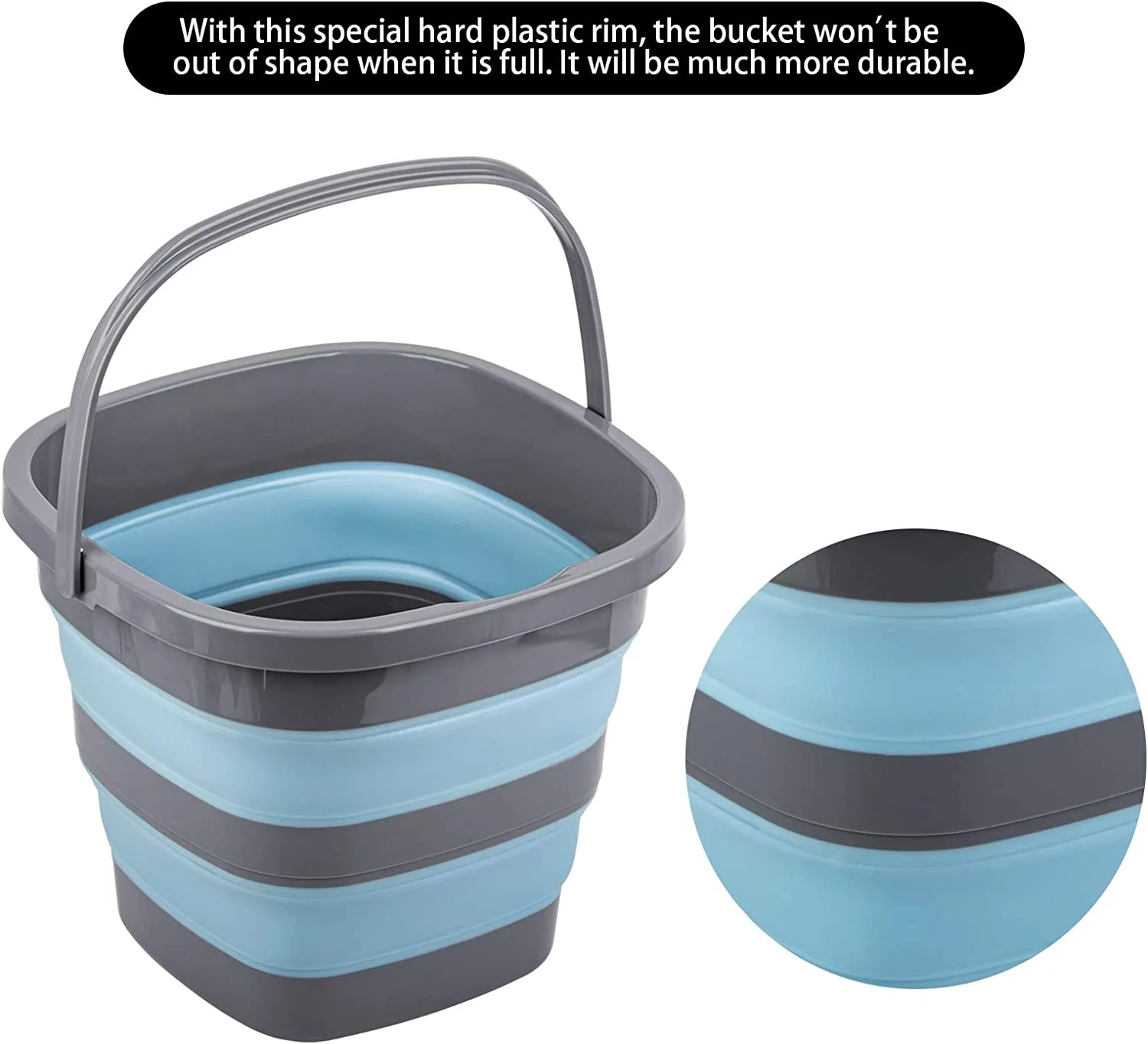 🎉🎉2024 New Year Hot Sale🚨⛓️2 Pack Collapsible Plastic Bucket with 2.6 Gallon (10L) Each, Foldable Rectangular Tub for House Cleaning, Space Saving Outdoor Waterpot for Garden or Camping, Portable Fishing Water Pail