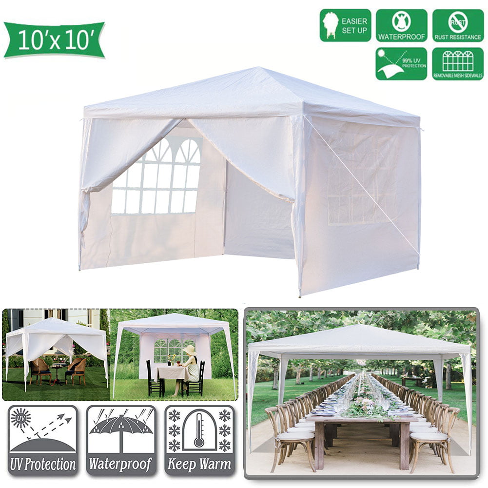 Veryke 10' x 10' Canopy Tents for Outdoor, Waterproof Three Sides Tents and Canopies for Wedding, Party, Commercial Event, White