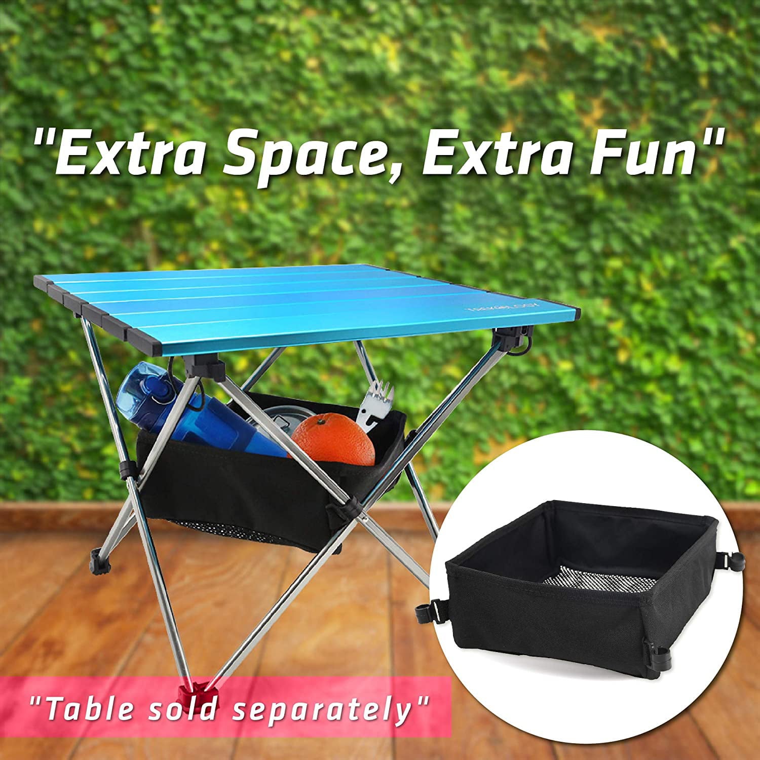 Beinou Portable Foldable Small Camping Table， Small Sizes Mesh Net Organizer to Put and Hold Small Items for Pop up Table， Beach Table， Picnic Table