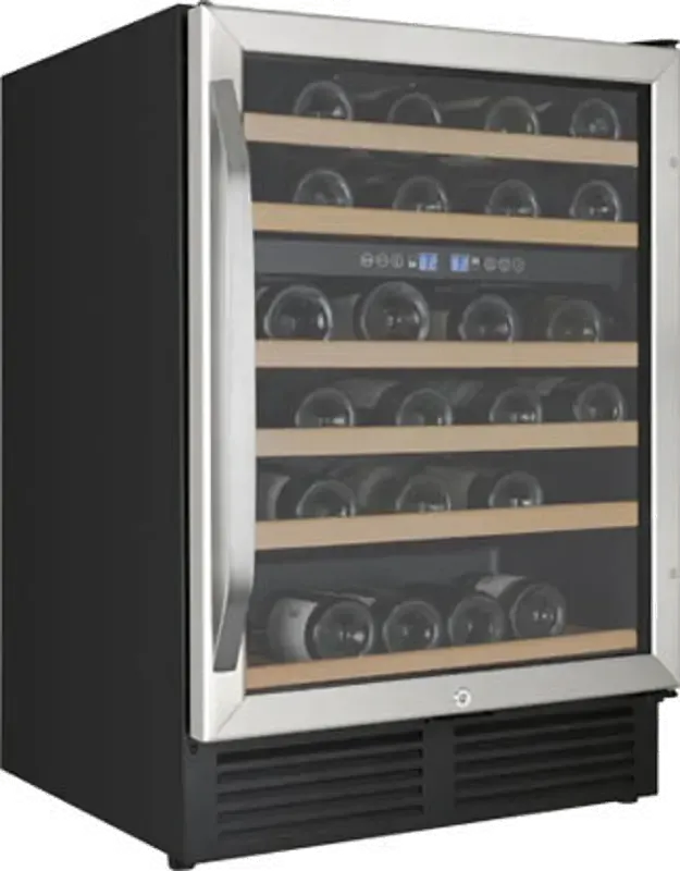 Avanti 49 Bottle Wide Built-In Dual Zone Wine Chiller - 24 Inch Stainless Steel and Black