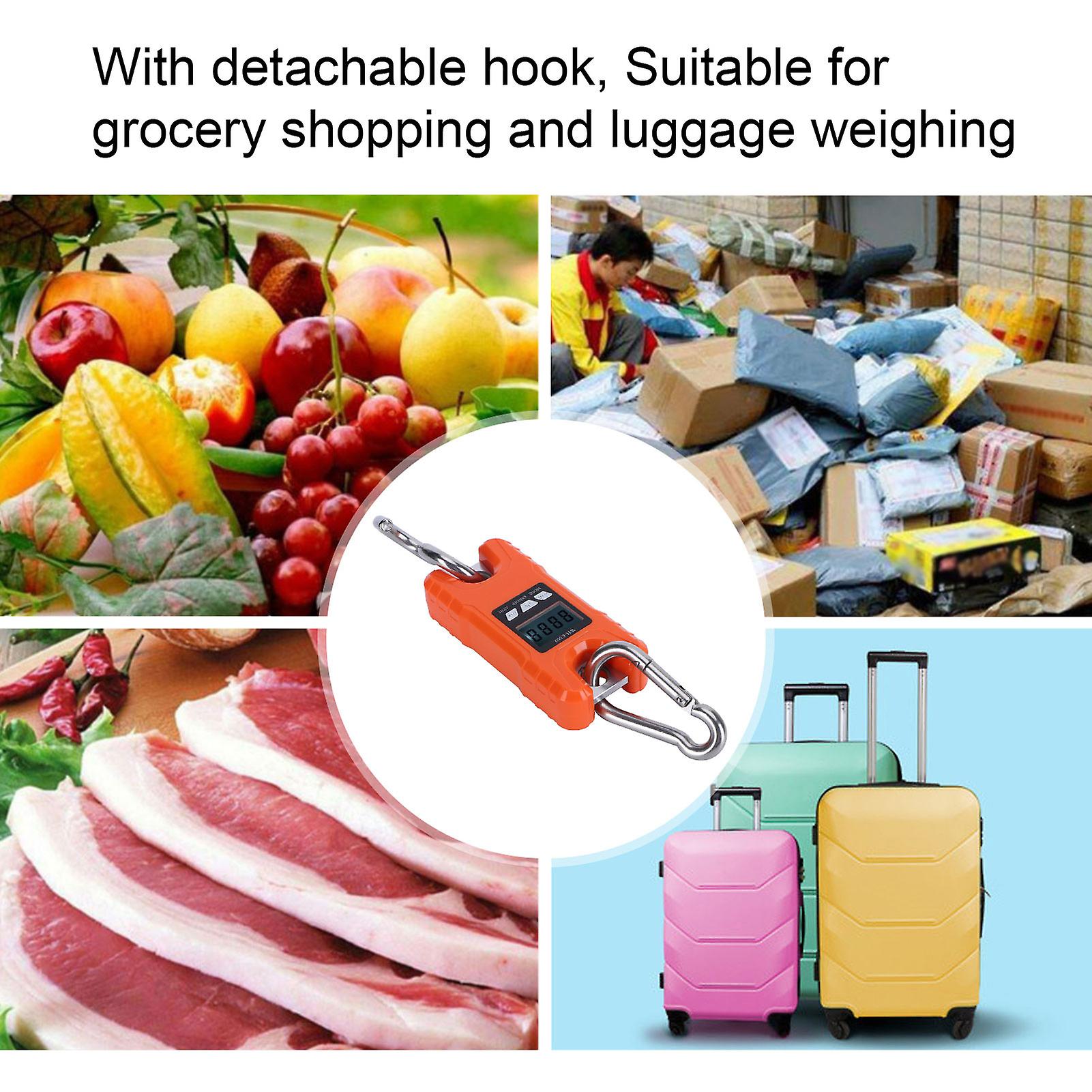 Digital Hanging Scale For Weighting， Fish Scale Portable Electronic Hanging Hook Scales With Led Display For Travle Fishing Tackle Bag Luggage[orange]