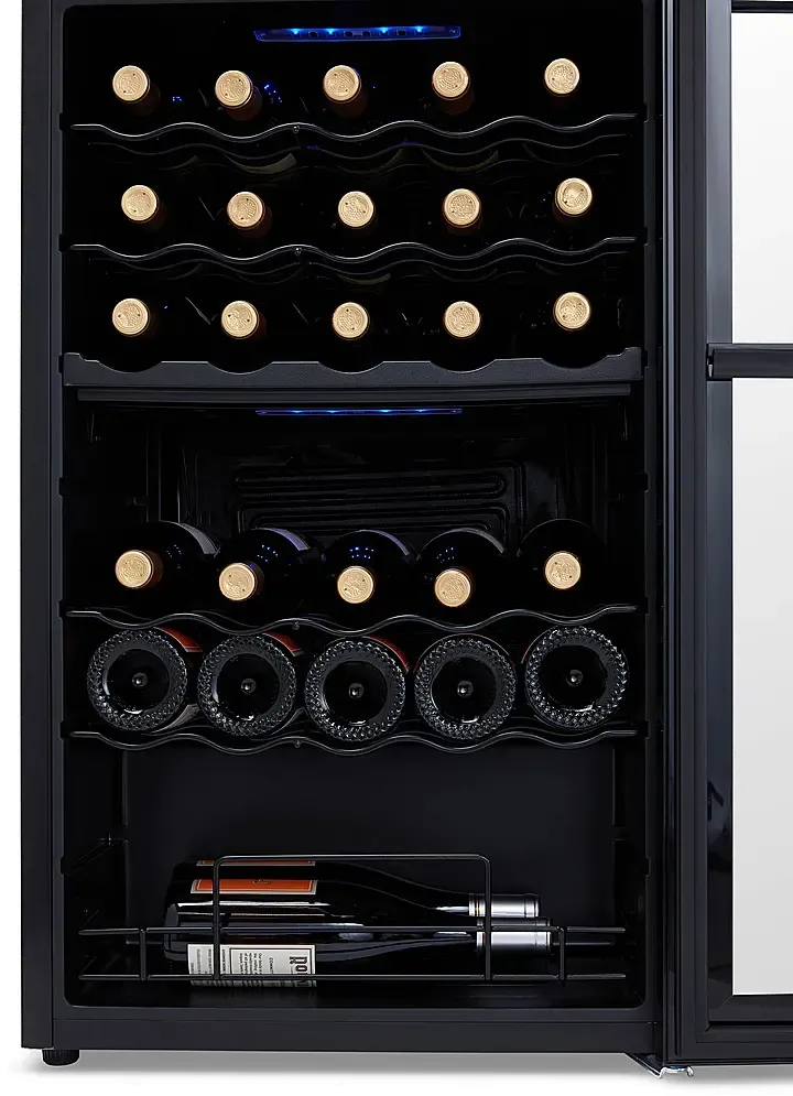 NewAir Shadow Series 33 Bottle Dual Temperature Zone Wine Refrigerator - Black