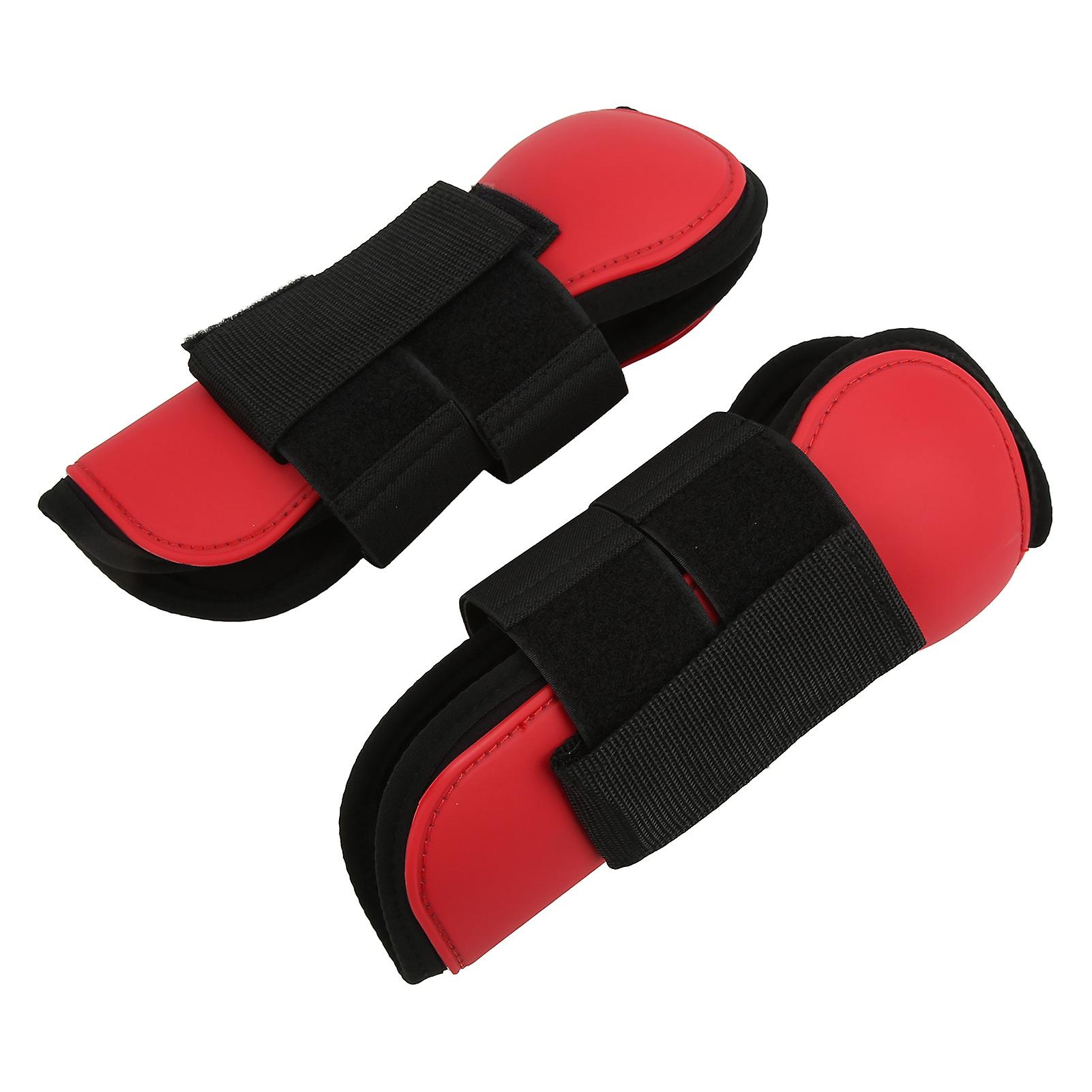 1 Pair Horse Tendon Boots Soft Prevent Slipping Easy To Stick Pu Shell Horse Fetlock Boots For Horsesred Front Legs L