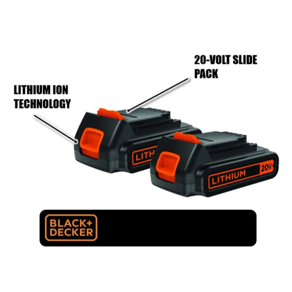 BLACK+DECKER 20V 1.5Ah MAX Lithium-Ion Battery (2 Pack) - Charger Not Included LBXR20-OPE2
