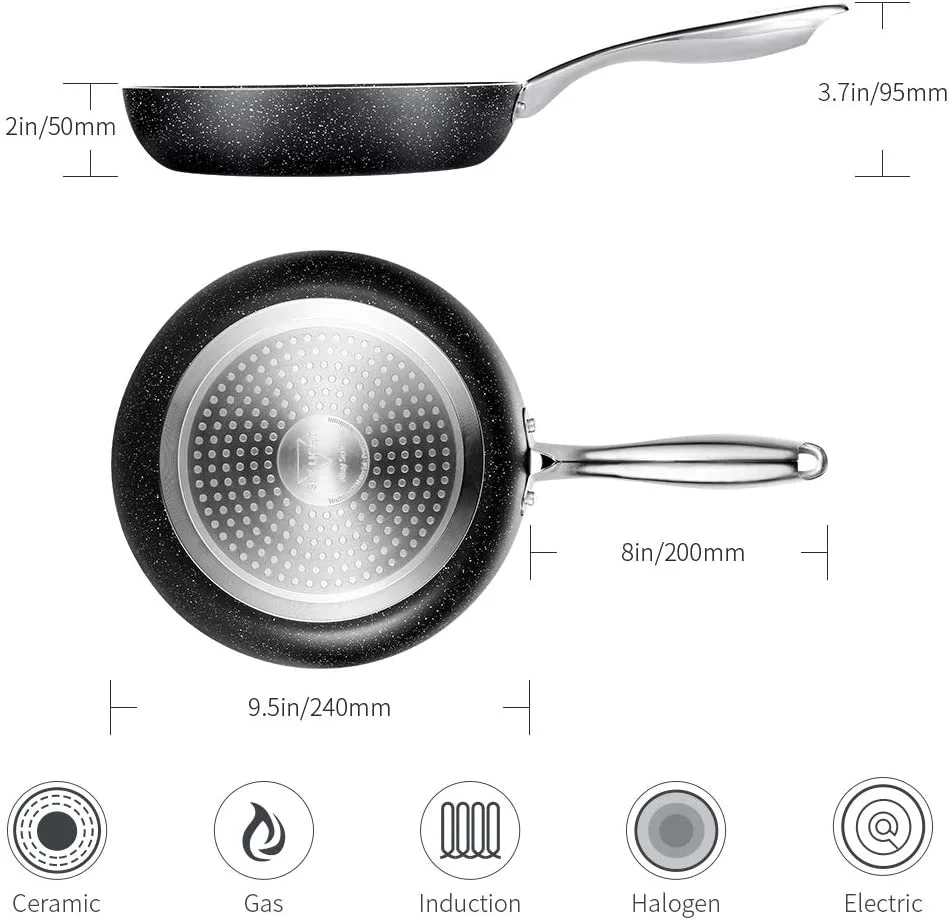 💝(LAST DAY CLEARANCE SALE 70% OFF)Frying Pan 9.5 Inch, Stone-Derived Nonstick Coating Skillets