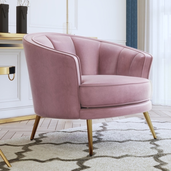 Modern Velvet Accent Chair Armchair Vanity Chair Petal Shape Barrel Chair Leisure for Living Room Meeting Room