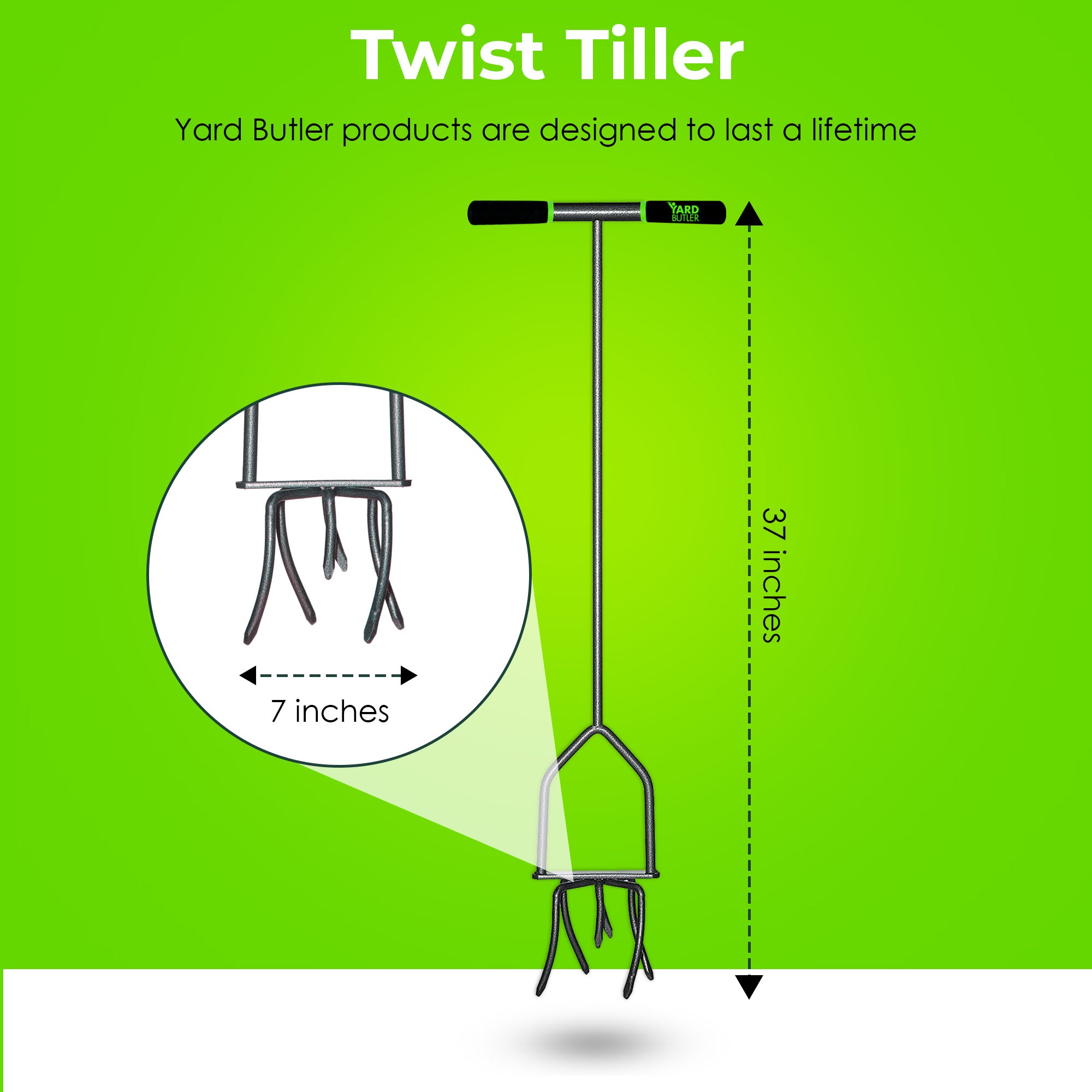 Yard Butler Twist Tiller garden cultivator & hand tiller heavy duty garden claw hand tool - ITNT-4