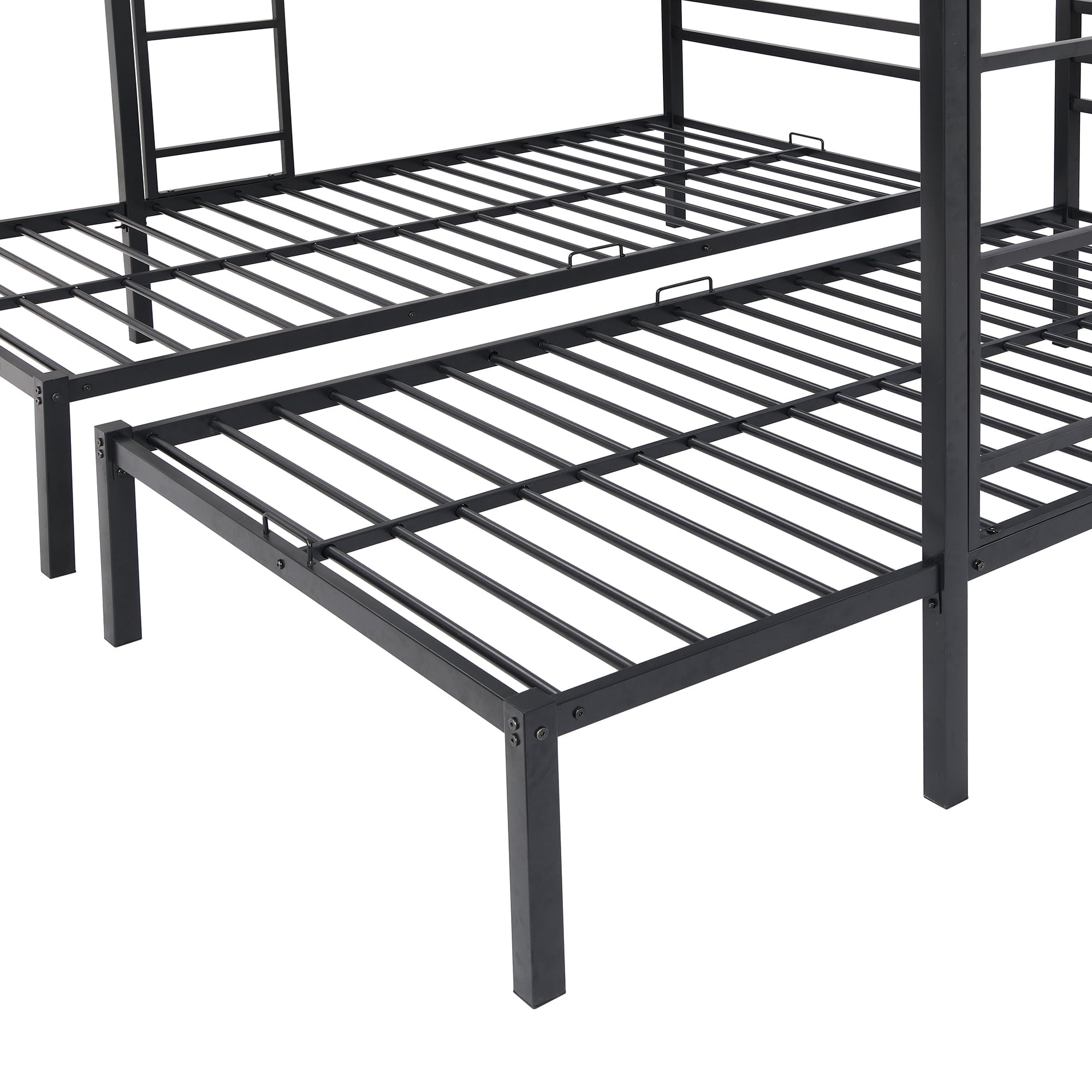Bellemave Metal Triple Bunk Bed with Ladder, Full over Twin & Twin Bunk Bed for 3 Kids, Teens, Boys & Girl in Bedroom (Black)