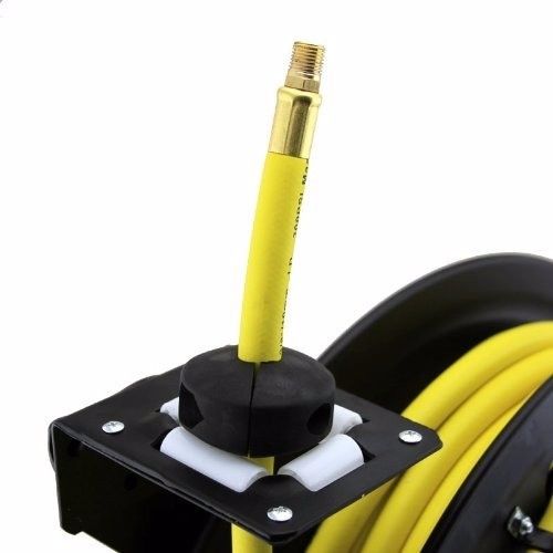XtremepowerUS Industry Auto-Rewind Retractable Air Hose Reel Rubber Spring Driven Auto Rewind 3/8 in x 100 ft， 300PSI