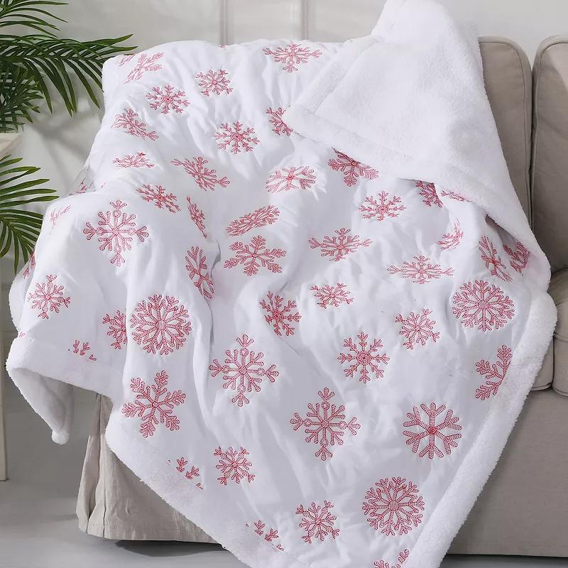 Levtex Home Red Snowflake Sherpa Throw