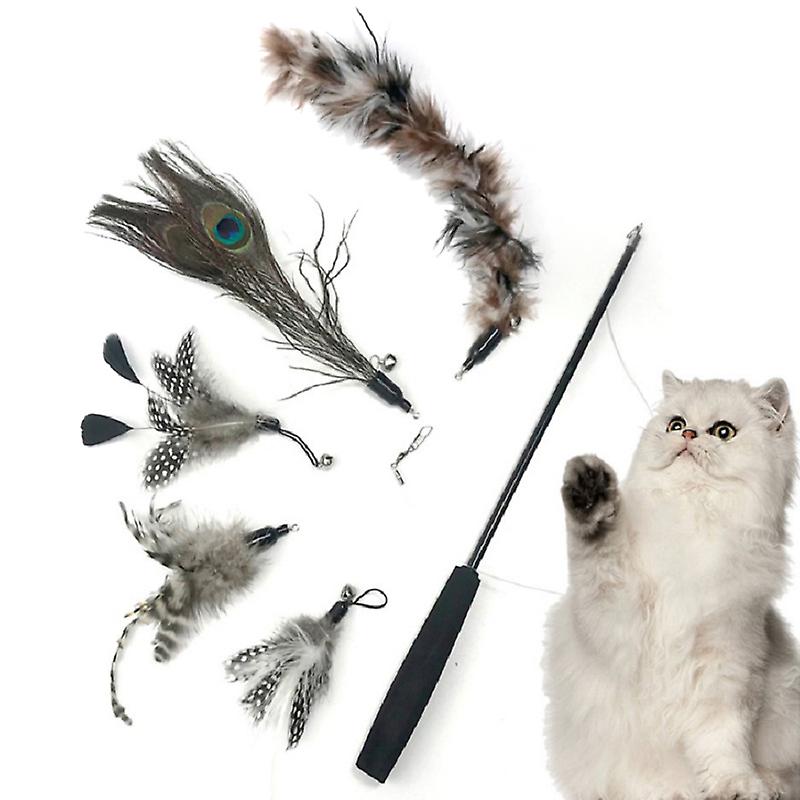 Funny Kitten Cat Teaser Interactive Toy Rod With Bell And Feather Toys For Pet Cats Stick Wire Chaser Wand Toy Pet Supplies Toys