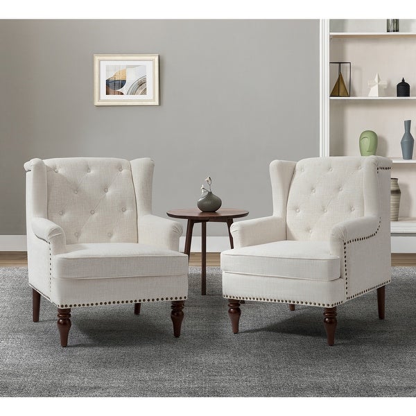 Maitê Transitional Armchair with Solid Wood Legs Set of 2 by HULALA HOME