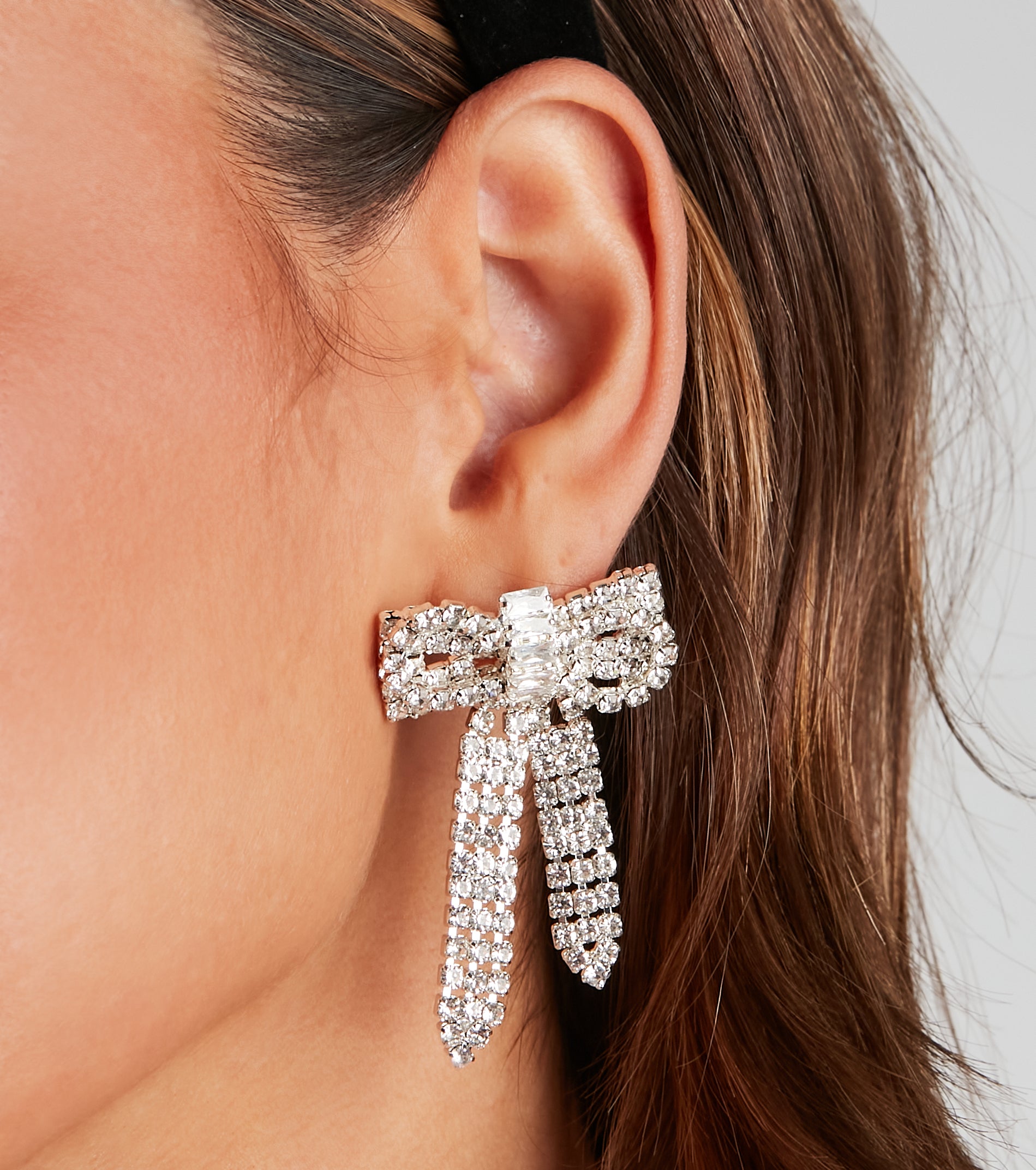 Chic Glamour Rhinestone Bow Earrings
