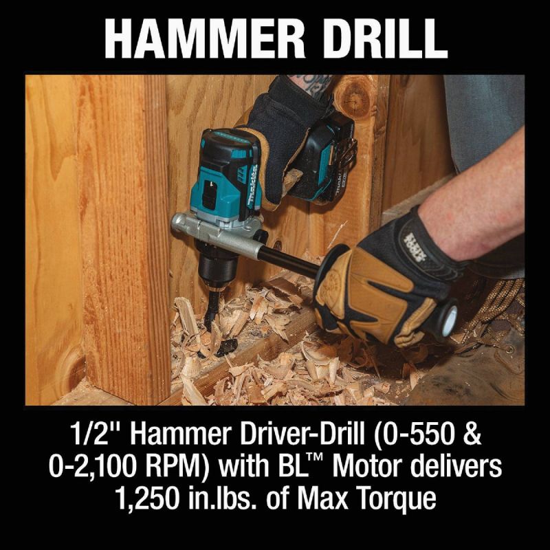 Makita 2-Tool Hammer Drill Driveramp 4-Speed Impact Driver Cordless Tool Combo Kit