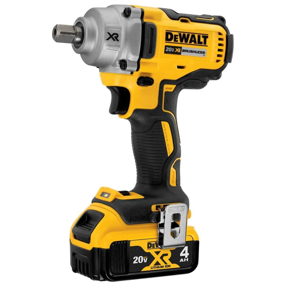 DEWALT 20V Lithium-Ion Cordless Brushless 1/2 in. Impact Wrench Kit, (1) 4.0Ah Battery, and Charger DCF894M1