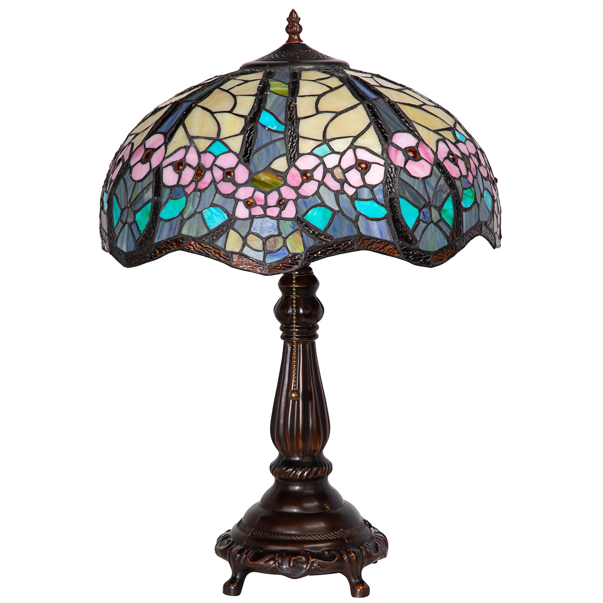 Design Toscano Pink Primrose -Style Stained Glass Lamp