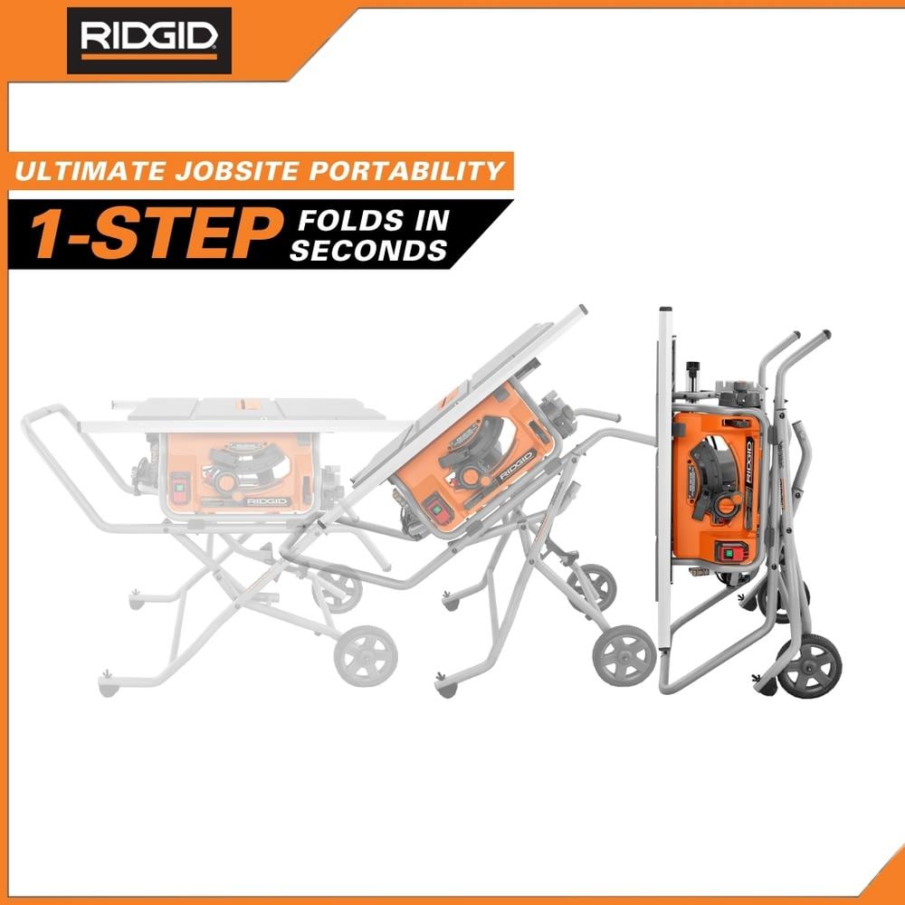 RIDGID 15 Amp 10 in. Portable Corded Pro Jobsite Table Saw with Stand R4514