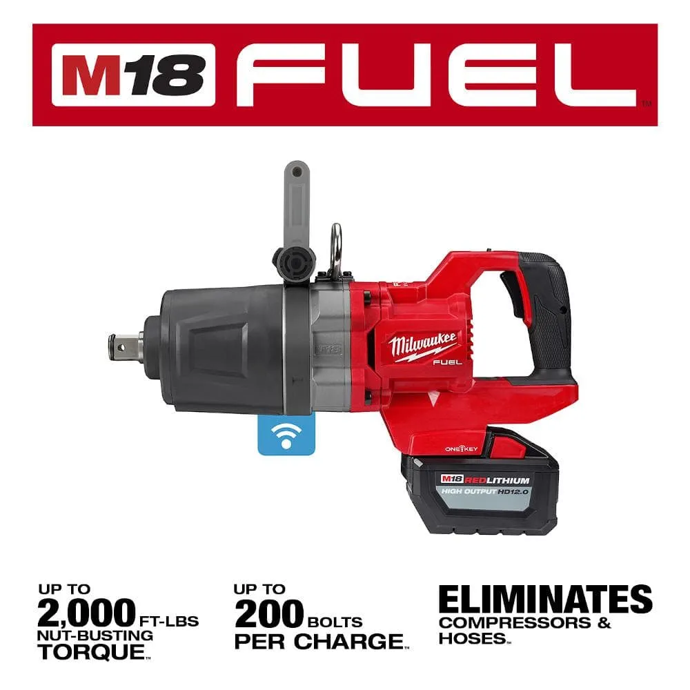 Milwaukee M18 FUEL 18V Lithium-Ion Brushless Cordless 1 in. Impact Wrench with D-Handle Kit with Two 12.0 Ah Batteries 2868-22HD