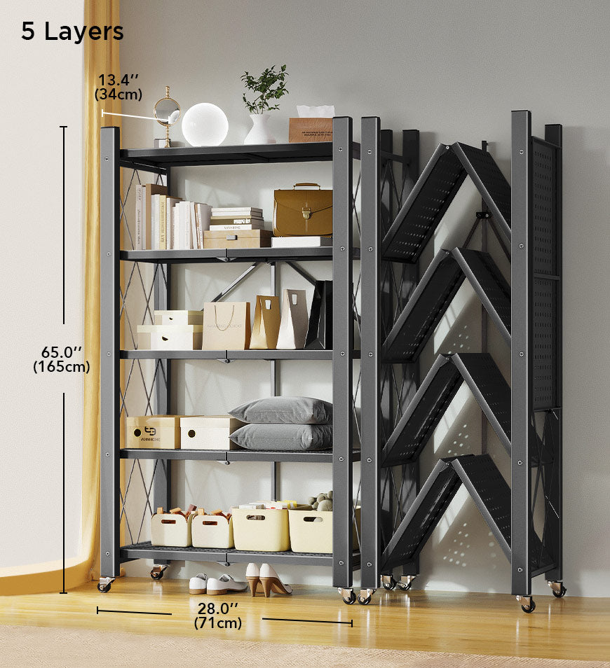 🔥LAST DAY 70% OFF🔥Heavy Duty Foldable Metal Organizer Shelves with Wheels