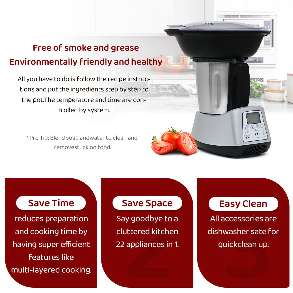 Electric thermo mix cooking robot cuisine China high speed soup maker food processor kitchen appliances Thermomixer