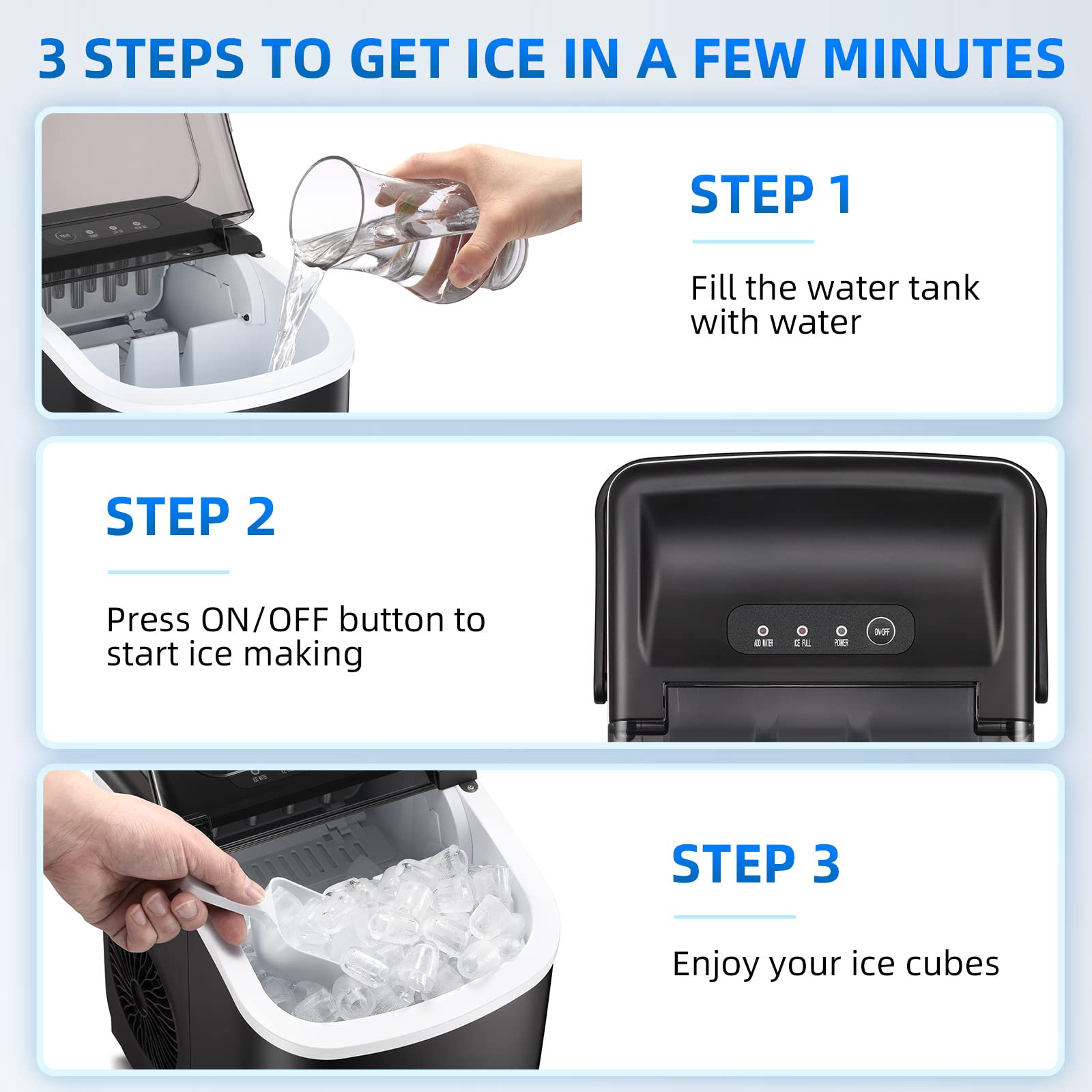 Aglucky Ice Maker Countertop， Make 26 Lbs Ice In 24 Hrs With Ice Scoop And Basket