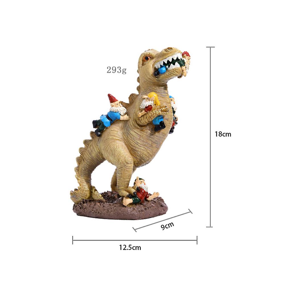 Dinosaurs Eat Gnomes Garden Statues Sculptures Outdoor Ornament Crafts