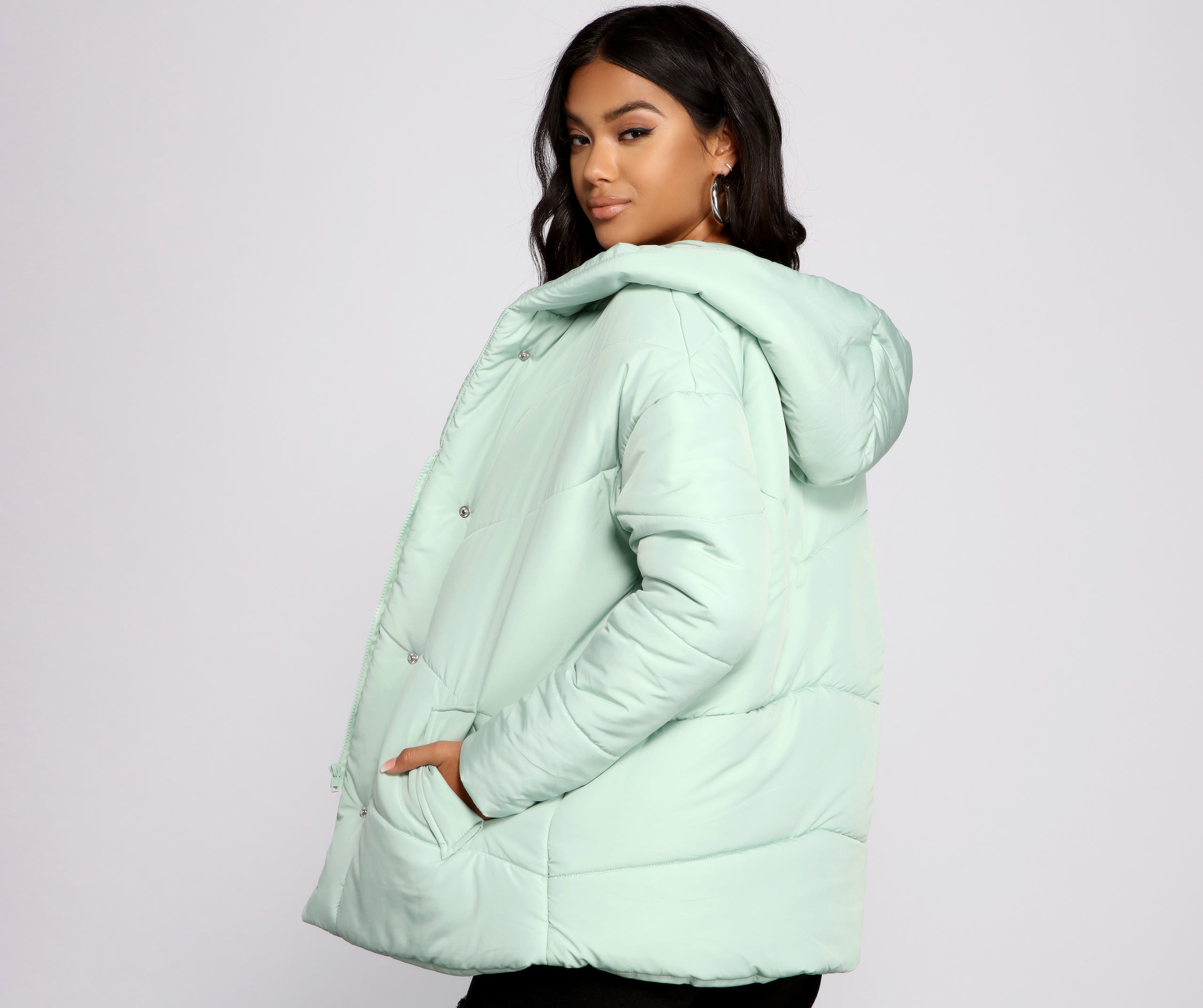 Lightweight Nylon Hooded Puffer Jacket