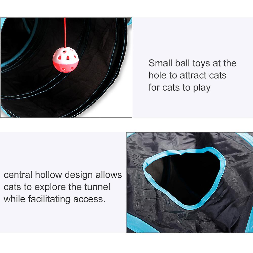 Indoor Cat Tunnel 5 Way Pet Play Tunnel Collapsible Tunnel Tube Kitty Tunnel Peek Hole Toy Pet Toys For Cats Puppies Rabbits Black