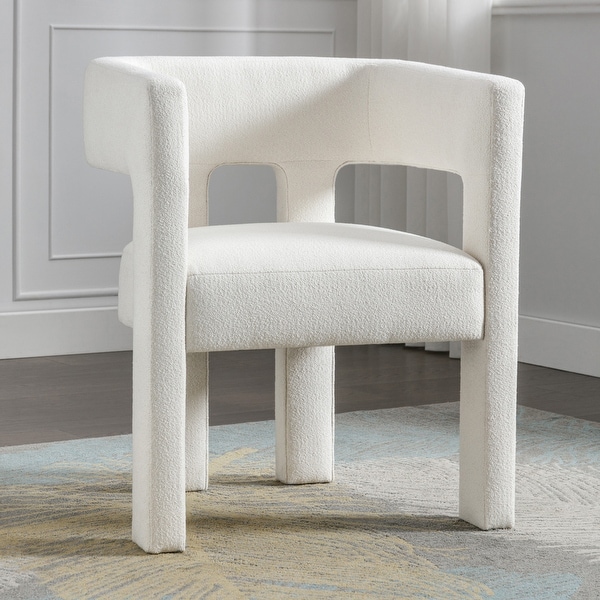 Linen Fabric Accent Chair Upholstered Contoured Arches Armchairs Barrel Side Chairs Kitchen Accent Dining Chair， Beige