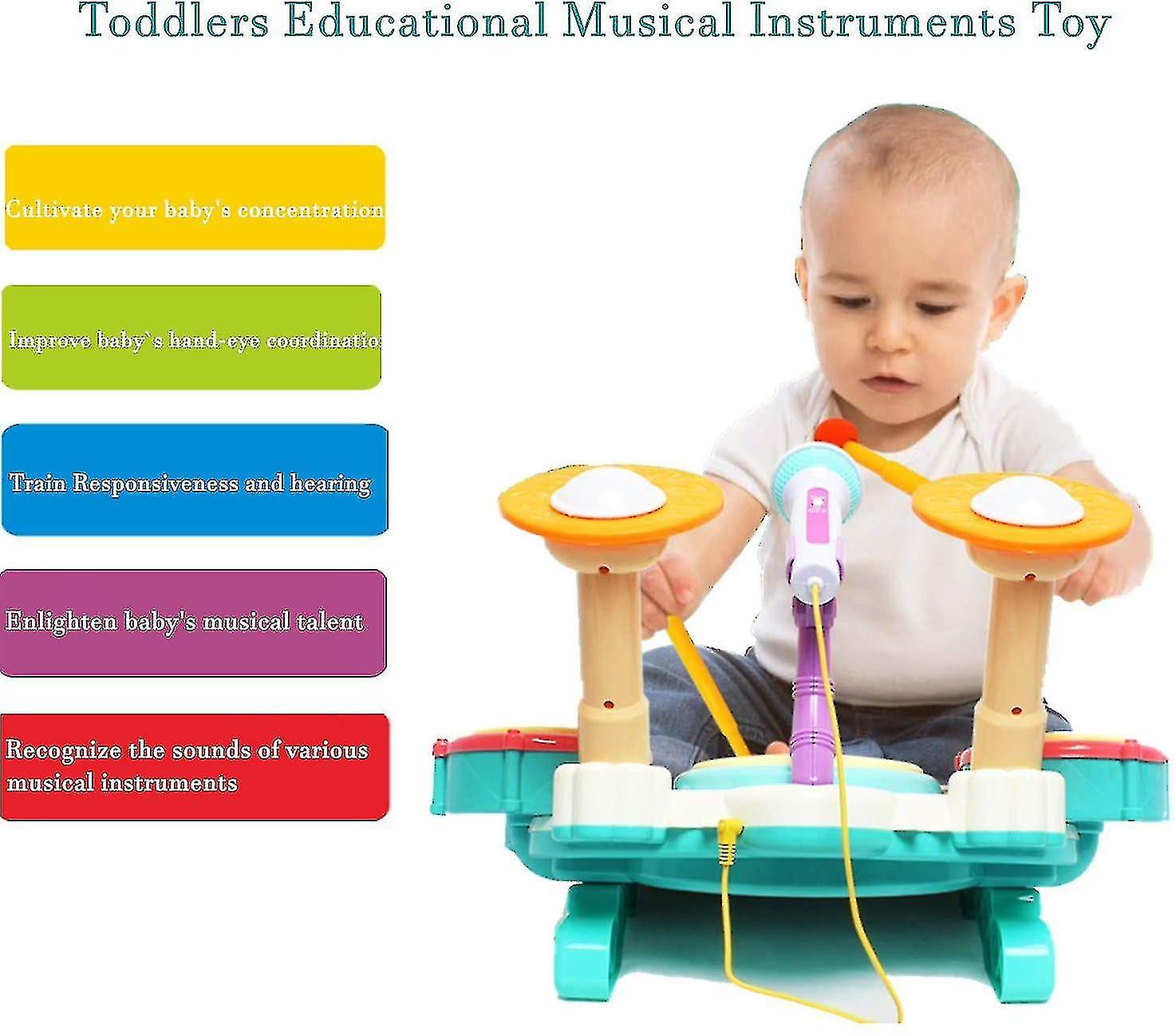 Baby Musical Instruments Toys，kids Drum Set Electronic Piano Keyboard And Xylophone 5 In 1 Multifunction Toddler