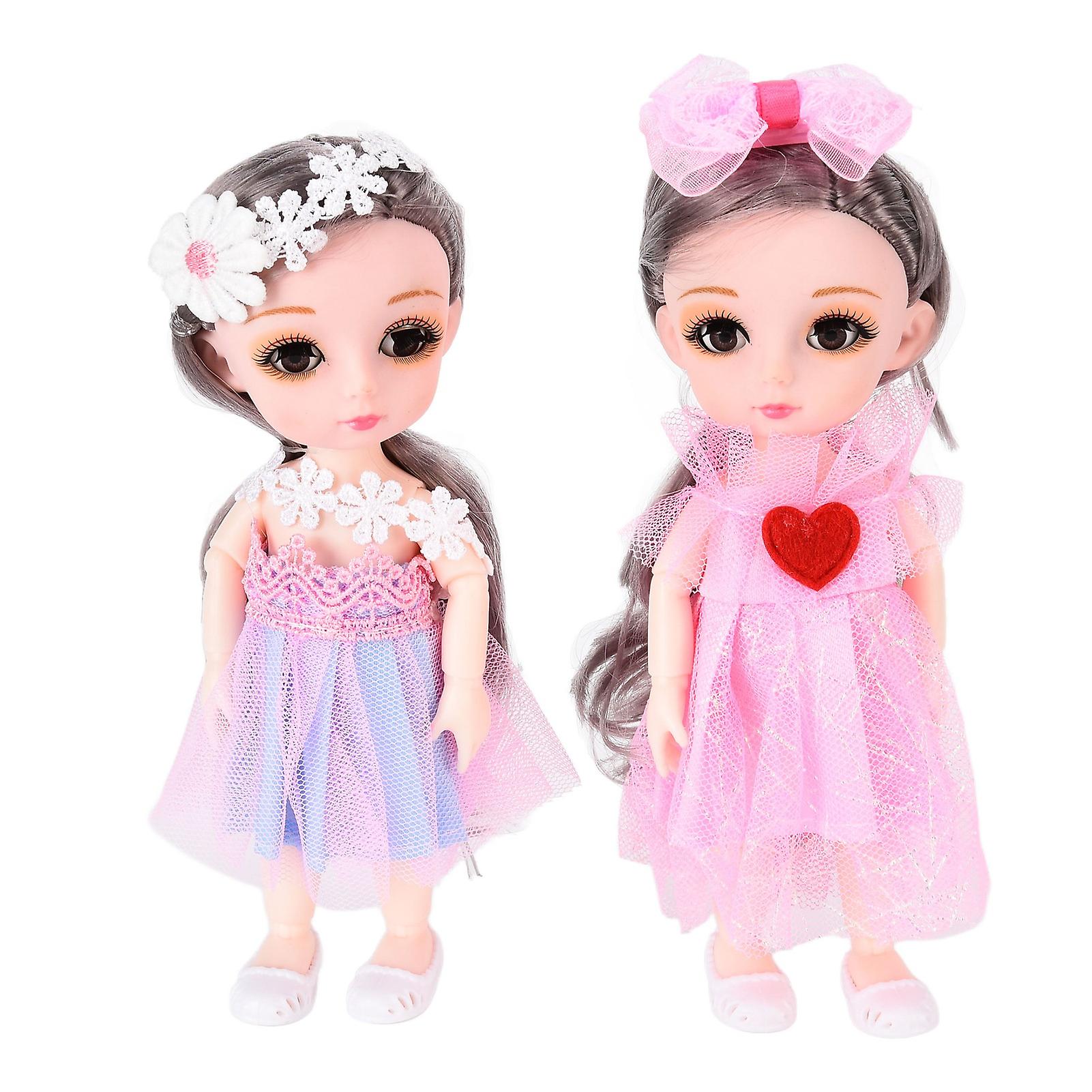 2pcs Girl Doll Toys Movable Joints Beautiful Diy Dress Up Dolls With Hairpin Shoes For Above 3 Years Old