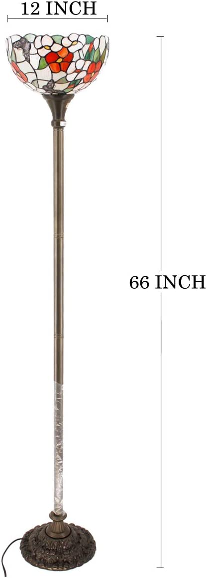 BBNBDMZ bzfwm  Floor Lamp Butterfly Amber Stained Glass Light 12X12X66 Inches Pole Torchiere Standing Corner Torch Uplight Decor Bedroom Living Room  Office S275 Series