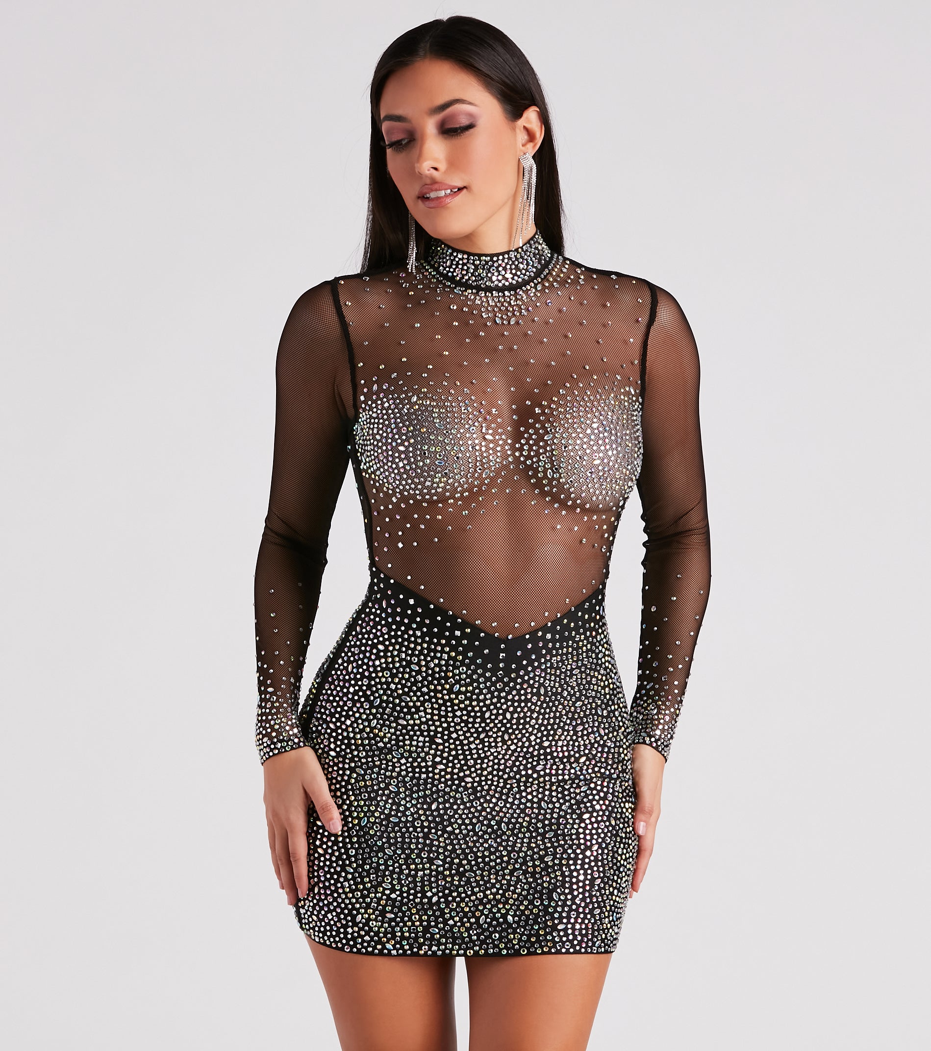 Tate Rhinestone Mesh Party Dress