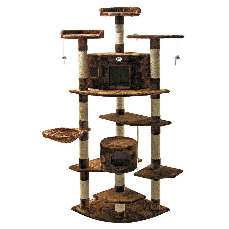 Go Pet Club Cat Tree Furniture 80 in. High Penthouse - Brown