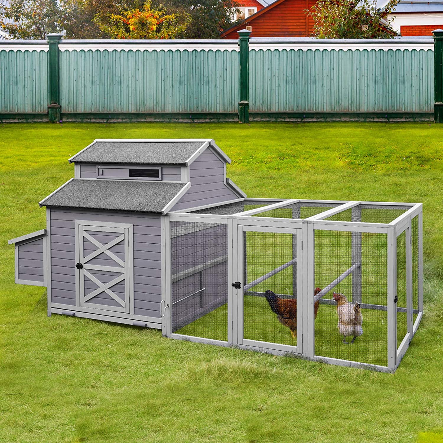 Morgete Extra Large Chicken Coop Wooden Hen House for 8-10 Chickens